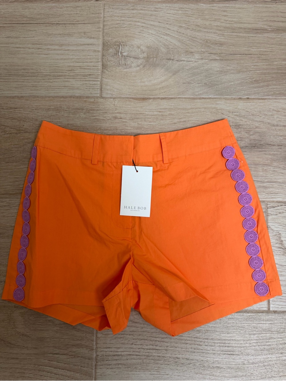 NWT Hale Bob Cotton Orange  Shorts with Purple Trim